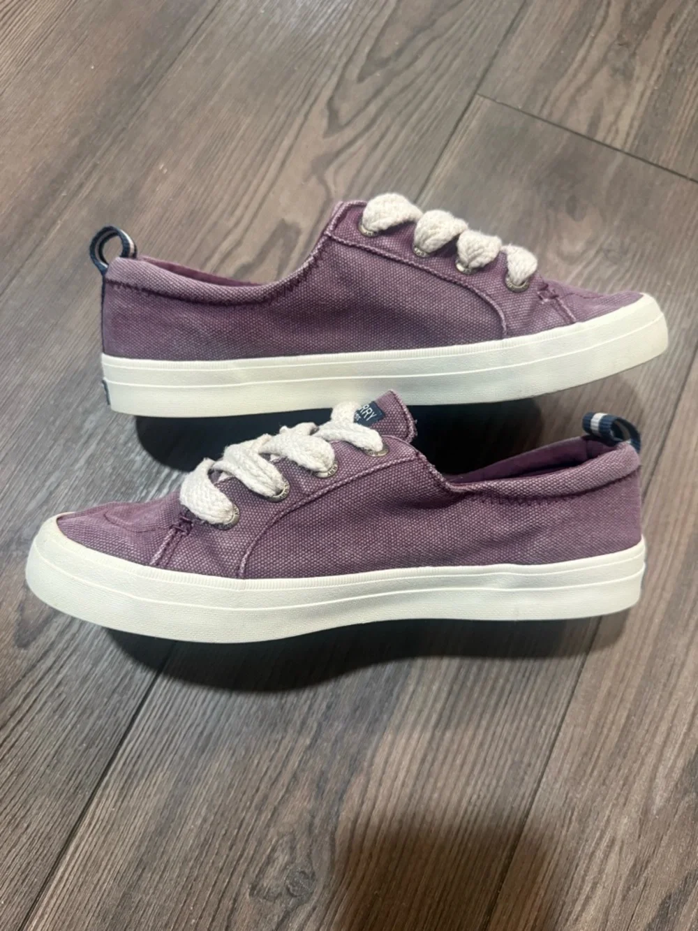 Sperry Crest Vibe Chunky Lace Sneakers Womens 7.5 Purple Plum Canvas Casual
